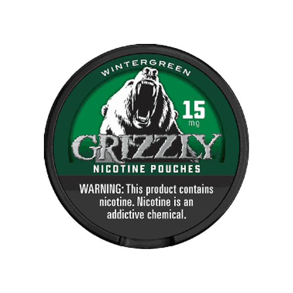 Grizzly Wintergreen 15mg slim nicotine pouches can