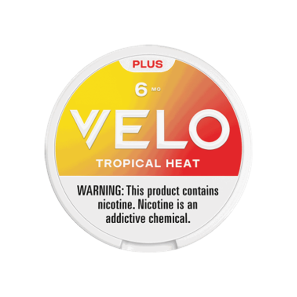 VELO Plus Tropical Heat 6mg slim nicotine pouches can