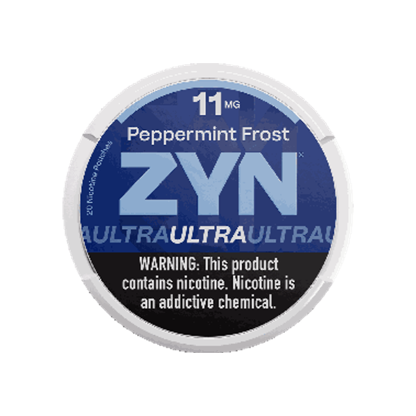 ZYN Ultra Peppermint Frost 11mg moist nicotine pouches can