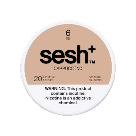 SESH Sesh+ Cappuccino 6mg slim nicotine pouches can