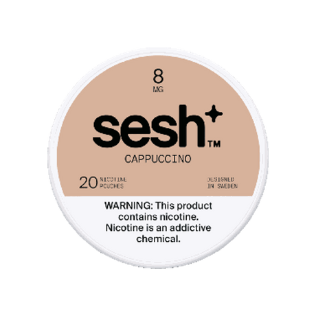 SESH Sesh+ Cappuccino 8mg slim nicotine pouches can