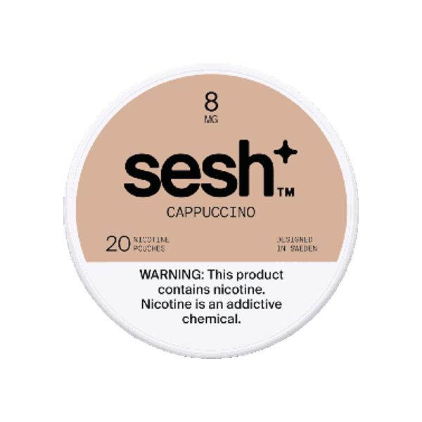 SESH Sesh+ Cappuccino 8mg slim nicotine pouches can