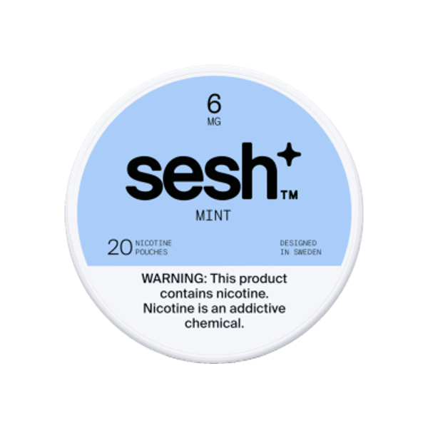 SESH Sesh+ Mint 6mg slim nicotine pouches can