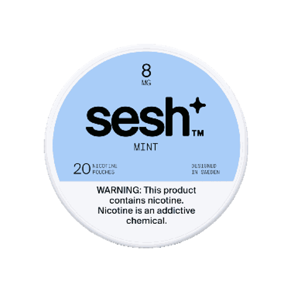 SESH Sesh+ Mint 8mg slim nicotine pouches can