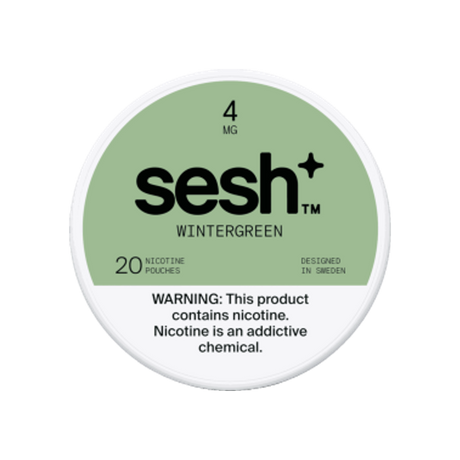 SESH Sesh+ Wintergreen 4mg slim nicotine pouches can