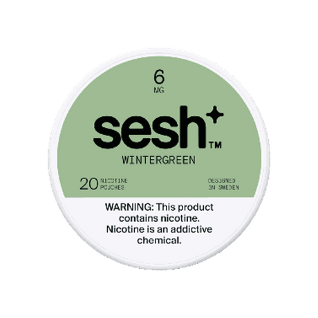 SESH Sesh+ Wintergreen 6mg slim nicotine pouches can