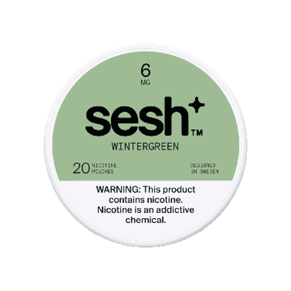 SESH Sesh+ Wintergreen 6mg slim nicotine pouches can