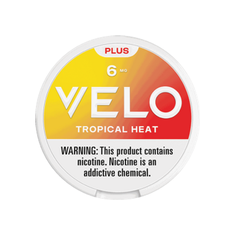 VELO Plus Tropical Heat 6mg slim nicotine pouches can