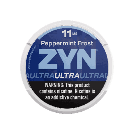 ZYN Ultra Peppermint Frost 11mg moist nicotine pouches can